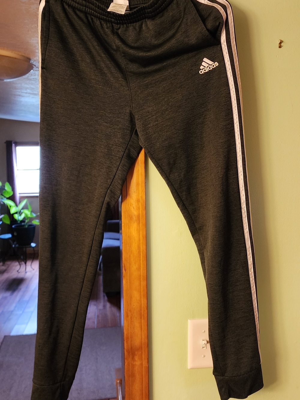 adidas Black Joggers with Pink Side Stripes
